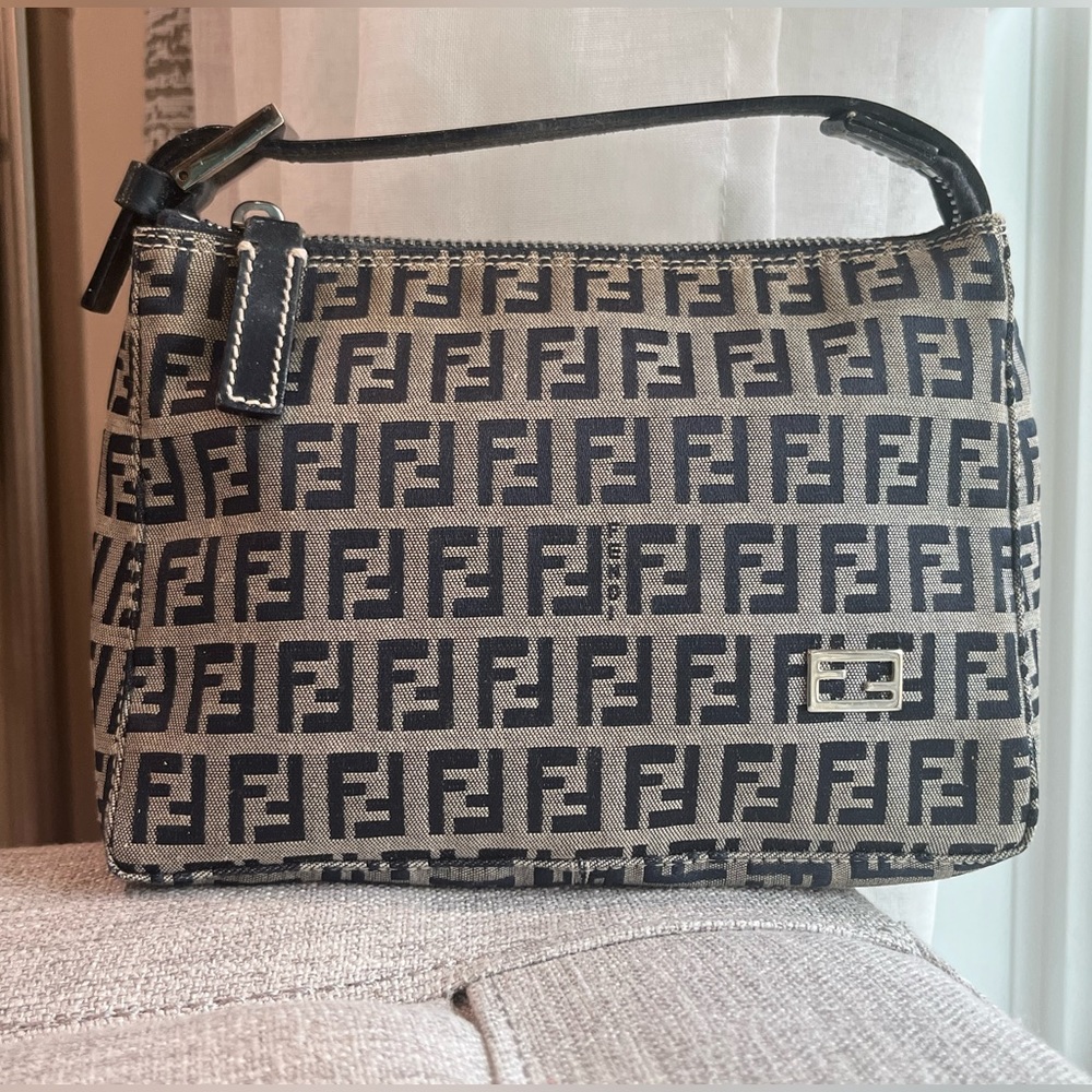 Authentic FENDI Baguette Zucchino canvas handbag